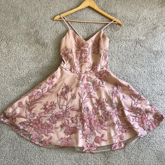 Two Sisters. Small size 4. Blush embroidered Mini dress - Picture 4 of 6